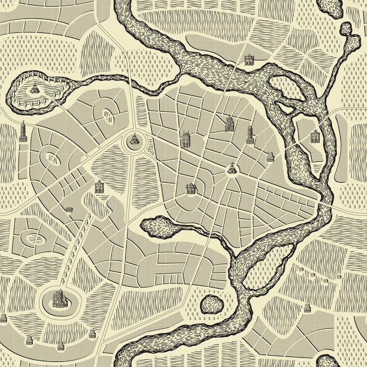 Vector mapa de la ciudad medieval