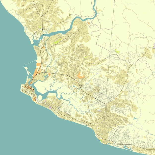 Vector mapa de la ciudad de monrovia liberia