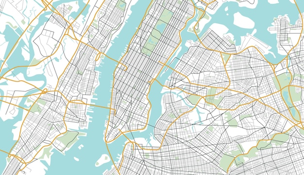 Mapa de la ciudad de nueva york. ilustración de vector.