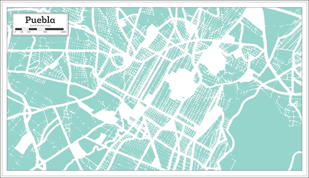 Mapa de la ciudad de Puebla México en estilo retro Mapa de contorno