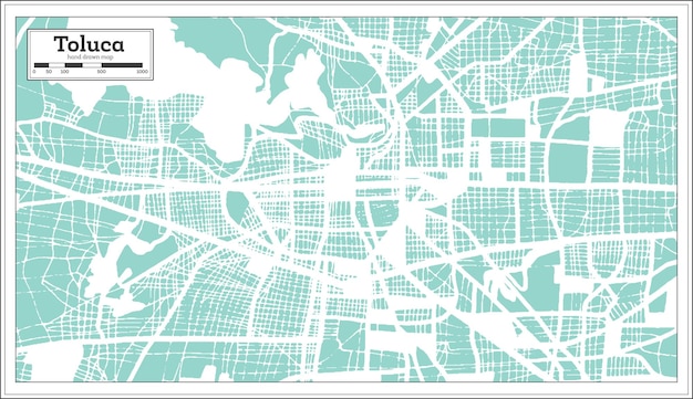 Vector mapa de la ciudad de toluca méxico en estilo retro mapa de contorno