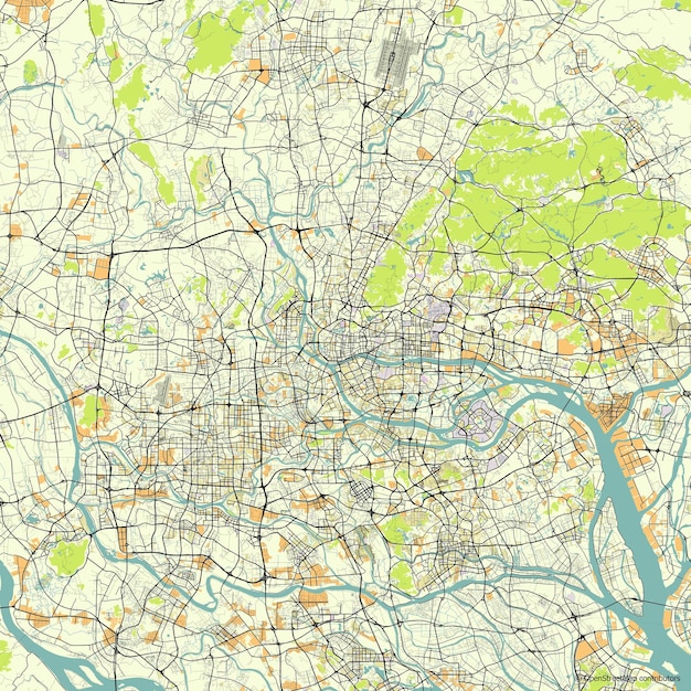 Mapa de la ciudad vectorial de Guangzhou China