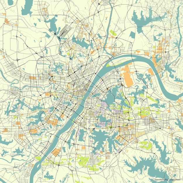 Vector mapa de la ciudad vectorial de wuhan hubei china