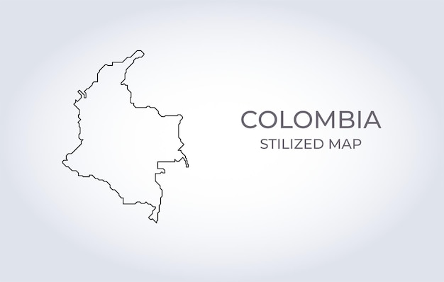 Vector mapa de colombia en un estilo minimalista estilizado