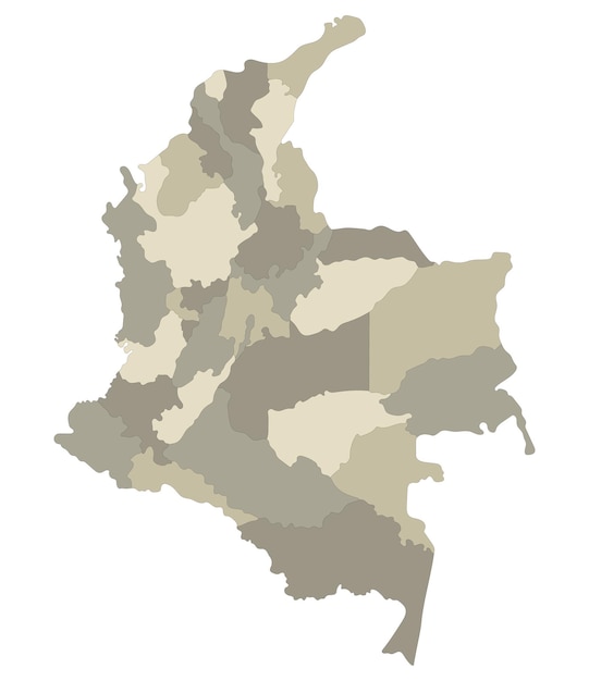 Vector mapa de colombia mapa de colombia en provincias administrativas en multicolor.