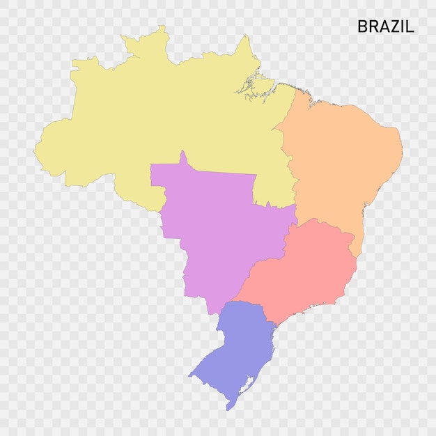 Mapa de color aislado de brasil con bordes