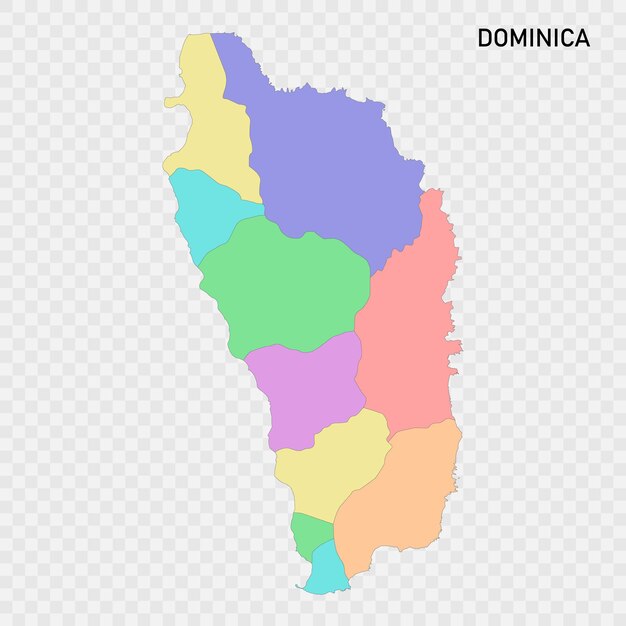Mapa de color aislado de Dominica con bordes