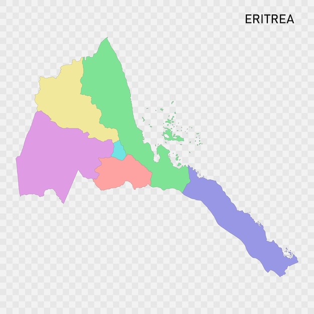 Mapa de color aislado de Eritrea