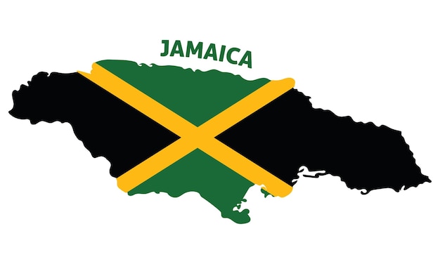 Mapa de color aislado de Jamaica con su bandera Ilustración vectorial