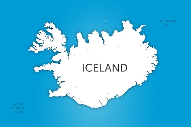 Mapa en color de alta calidad cortado en papel de Islandia