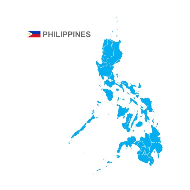 Vector mapa de color de filipinas y la bandera filipina