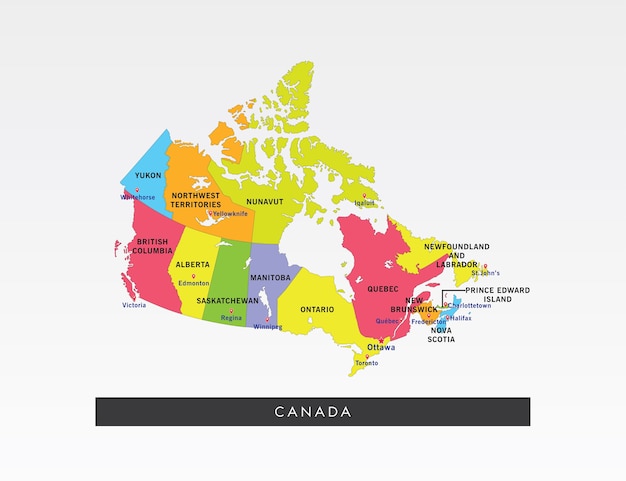 Mapa colorido de Canadá