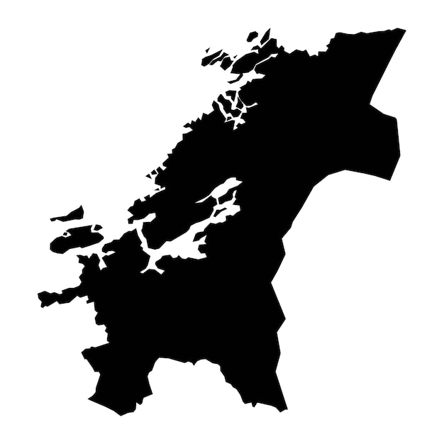 Mapa del condado de Trondelag región administrativa de Noruega ilustración vectorial