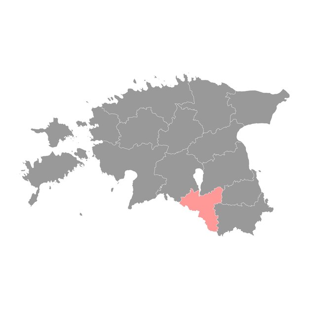 Mapa del condado de Valga, la subdivisión administrativa estatal de Estonia Ilustración vectorial