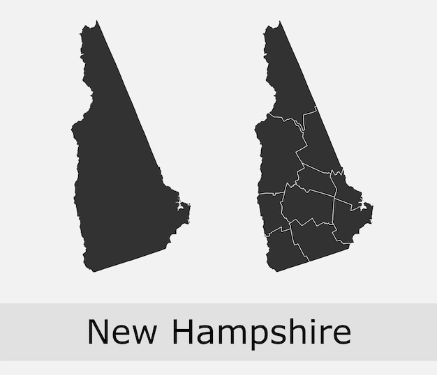 Vector mapa de los condados de new hampshire