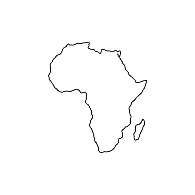 Vector mapa de contorno de áfrica sobre fondo blanco mapa vectorial con contorno