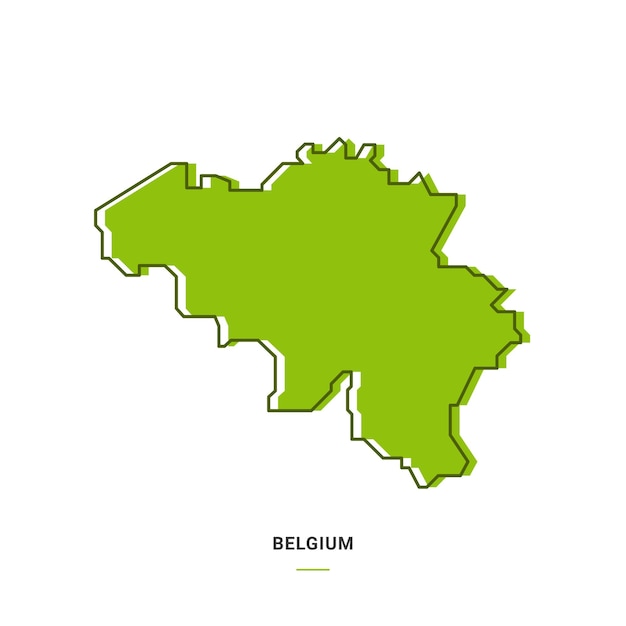 Mapa de contorno de Bélgica con diseño de dibujos animados de línea simple moderna de color verde