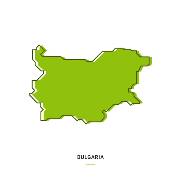 Mapa del contorno de Bulgaria con color verde Diseño de dibujos animados de línea simple moderna