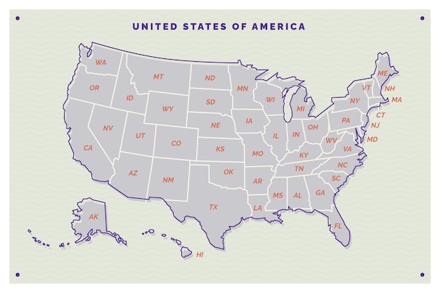 Vector mapa de contorno de estados unidos dibujado a mano