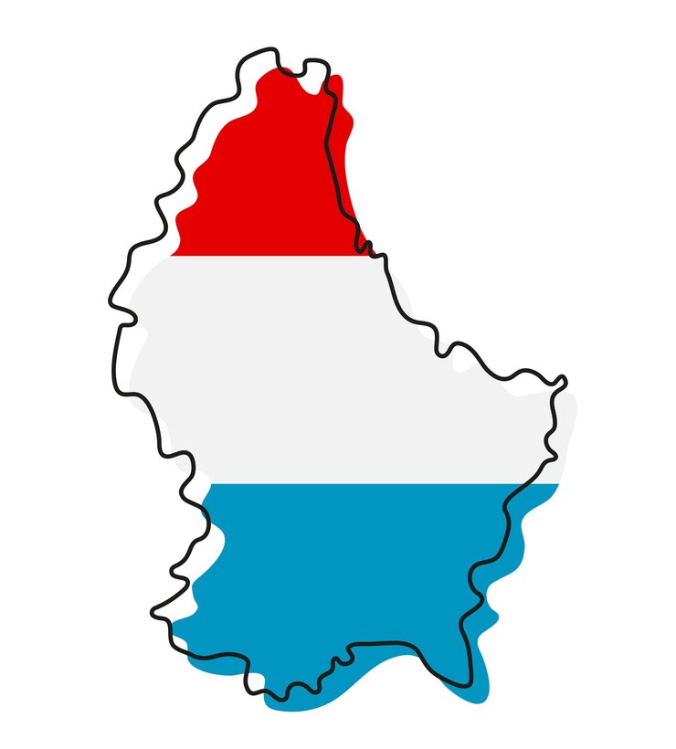 Vector mapa de contorno estilizado de luxemburgo con el icono de la bandera nacional. mapa de color de la bandera de la ilustración de vector de luxemburgo.