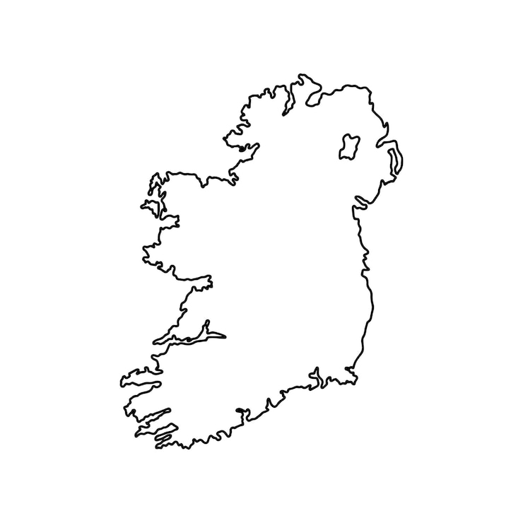 Vector mapa del contorno de irlanda con fondo blanco mapa vectorial con contorno