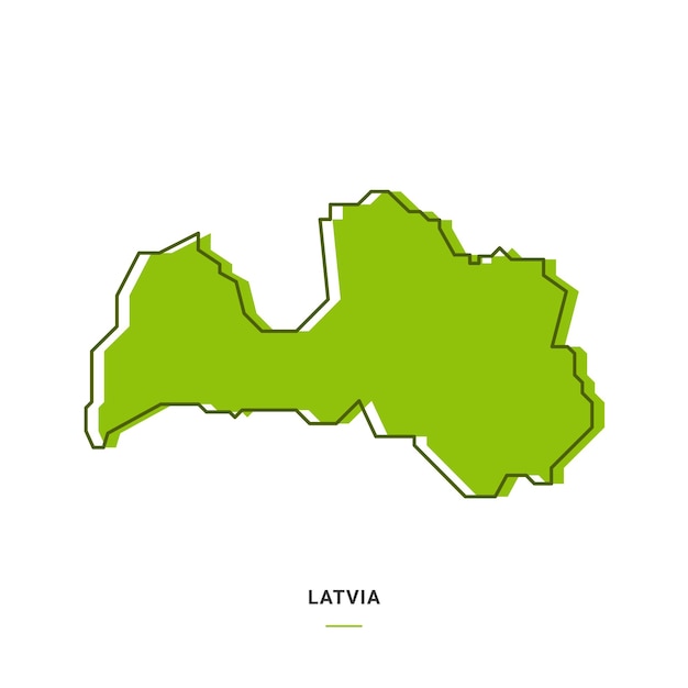 Mapa de contorno de letonia con diseño de dibujos animados de línea simple y moderno de color verde