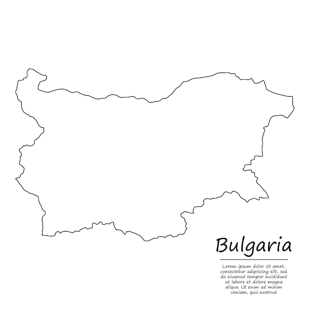 Mapa de contorno simple de Bulgaria, silueta en estilo de línea de boceto