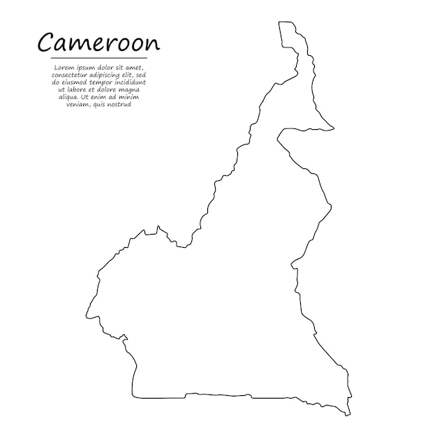 Mapa de contorno simple de camerún, silueta en estilo de línea de boceto