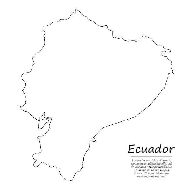 Mapa de contorno simple de Ecuador, en estilo de línea de dibujo