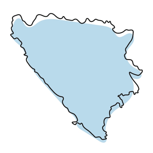 Vector mapa de contorno simple estilizado del icono de bosnia y herzegovina. mapa de croquis azul de la ilustración de vector de bosnia y herzegovina