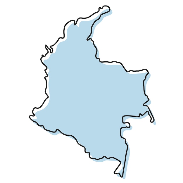 Mapa de contorno simple estilizado del icono de Colombia. Mapa de bosquejo azul de la ilustración de vector de Colombia