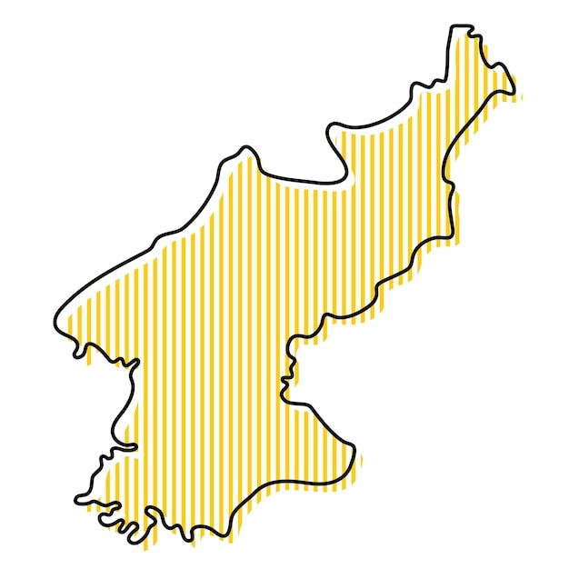 Mapa de contorno simple estilizado del icono de corea del norte