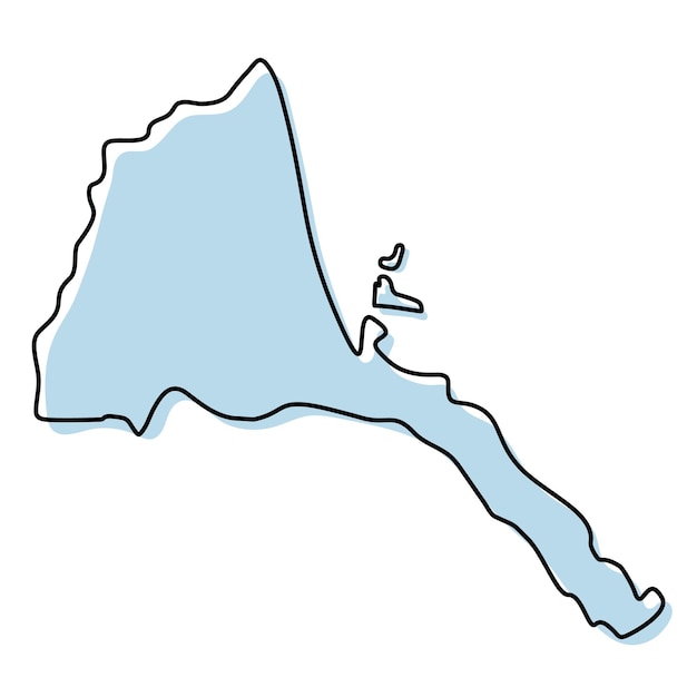 Mapa de contorno simple estilizado del icono de Eritrea. Mapa de bosquejo azul de la ilustración de vector de Eritrea