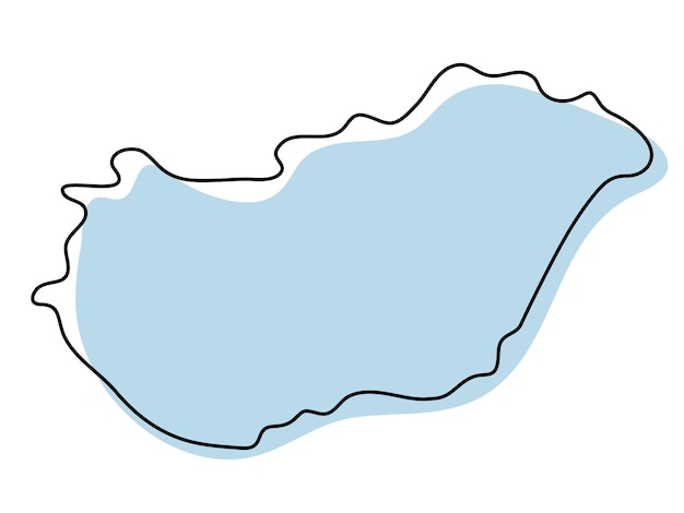Mapa de contorno simple estilizado del icono de Hungría. Mapa de bosquejo azul de la ilustración de vector de Hungría