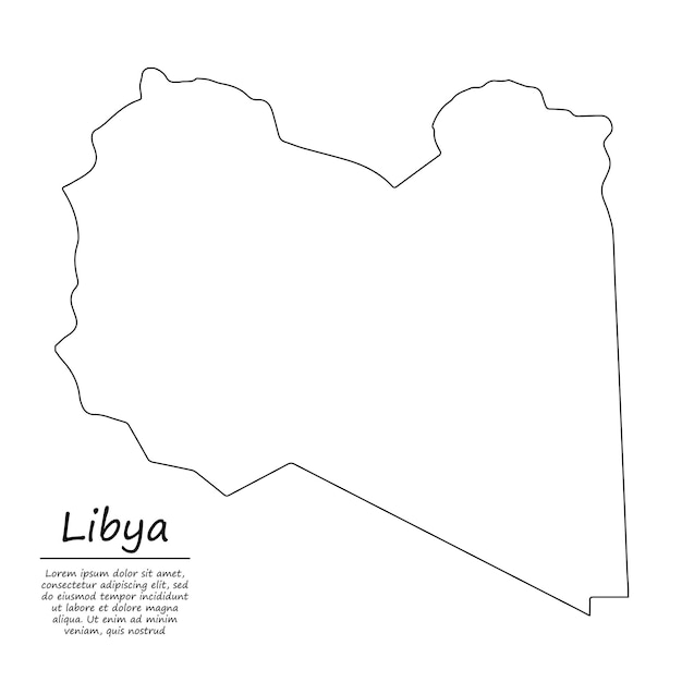 Mapa de contorno simple de libia, silueta en estilo de línea de boceto