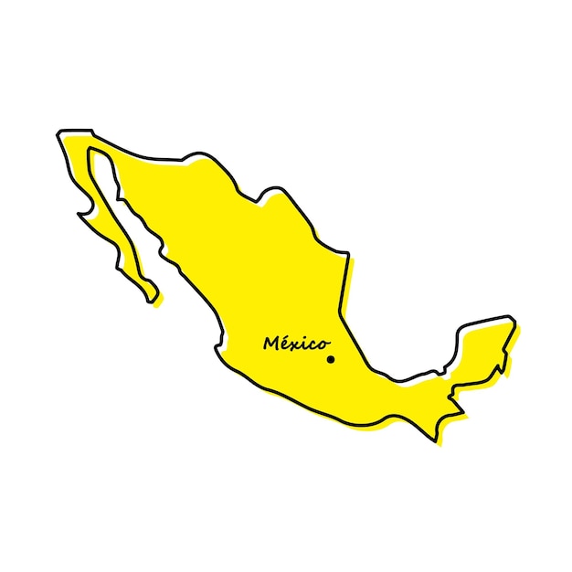 Mapa de contorno simple de méxico con ubicación de capital