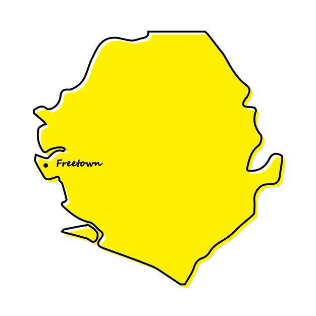 Mapa de contorno simple de Sierra Leona con ubicación de capital