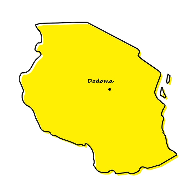 Mapa de contorno simple de Tanzania con ubicación de capital