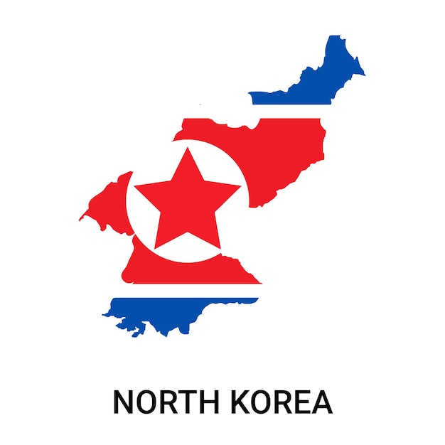 Mapa de Corea del Norte con bandera