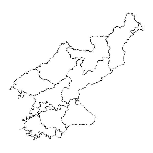 Mapa de Corea del Norte con divisiones administrativas Ilustración vectorial