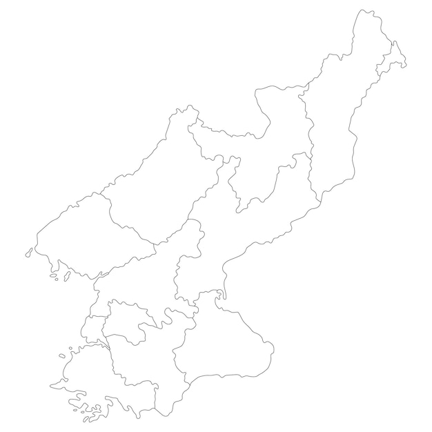 Mapa de Corea del Norte El mapa de Korea del Norte en provincias administrativas en color blanco