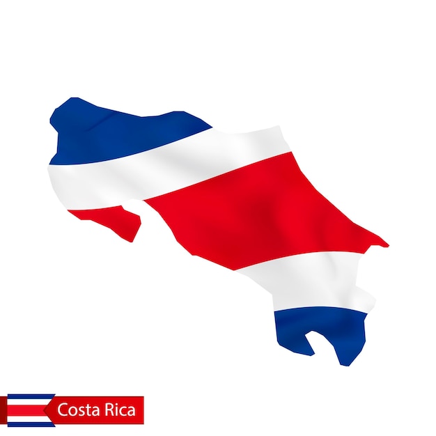 Mapa de Costa Rica con la bandera ondeante del país