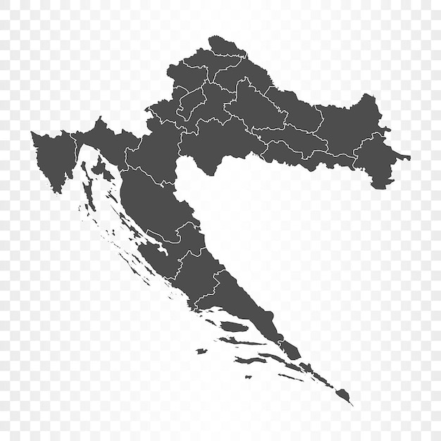 Mapa de croacia aislado en transparente