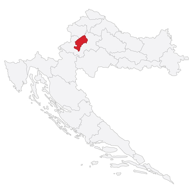 Vector mapa de croacia con zagreb como ciudad capital