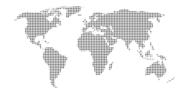 Mapa cuadriculado del mundo Mapa mundial a partir de cuadrados