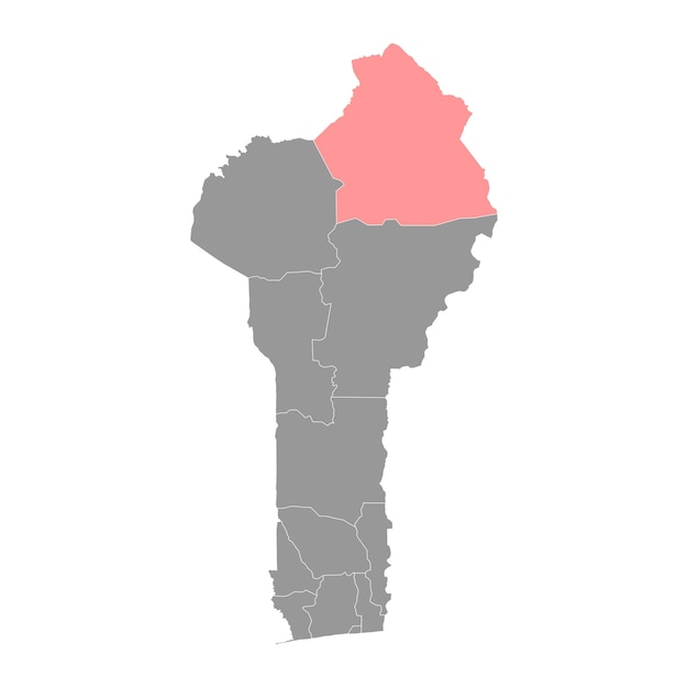 Mapa del departamento de Alibori división administrativa de Benín