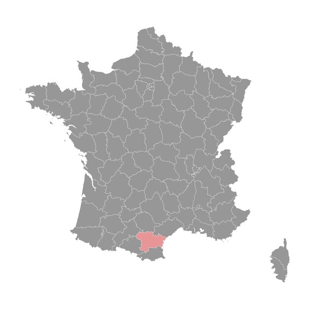 Mapa del departamento de Aude, división administrativa de Francia Ilustración vectorial