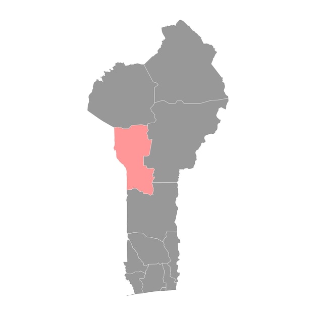 Mapa del departamento de Donga división administrativa de Benín