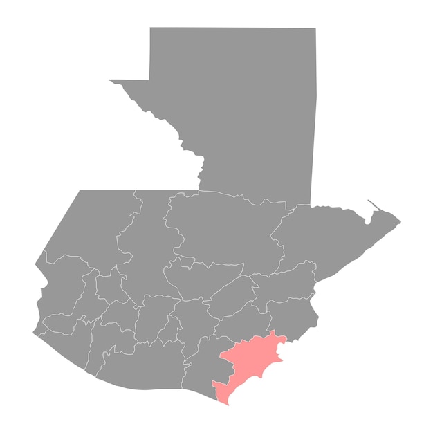 Mapa del departamento de jutiapa división administrativa del país de guatemala ilustración vectorial