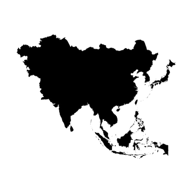 Vector mapa detallado de asia